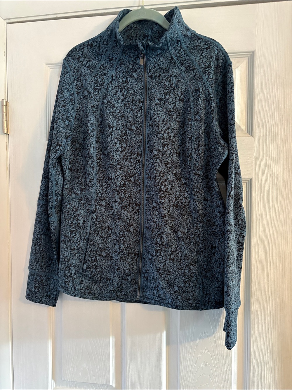 Women's Textured Blue Zip-Front Bomber Jacket